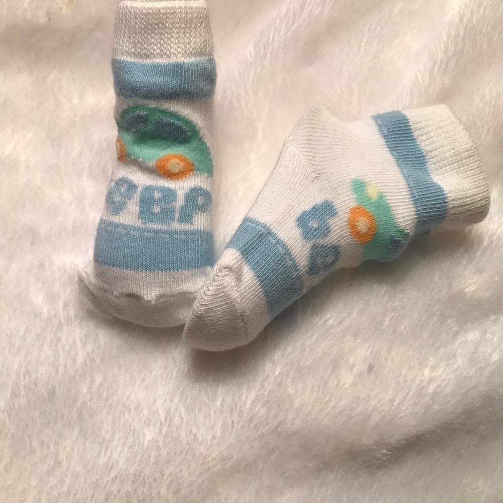 Newborn Baby Vintage Car Beep Sock Booties